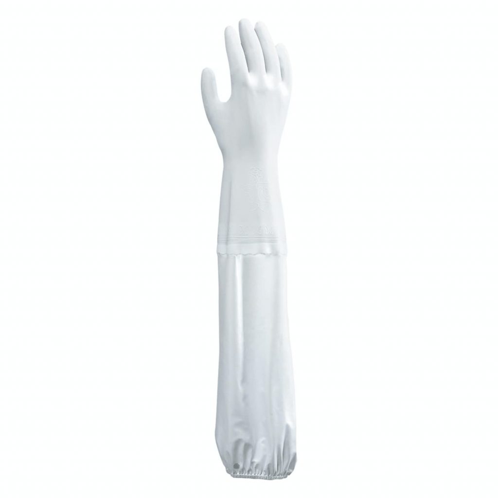 1 x Pair Of Showa B0710 Clean White Gloves 60cm PVC Safety Gauntlets 