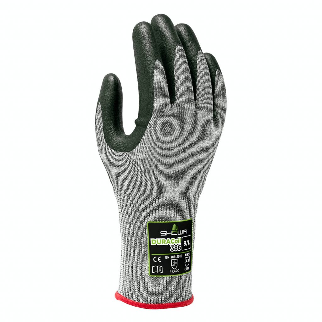 Showa 380 Foam Embossed Nitrile Coating Grip Safety Work Gloves Oil Resistant 