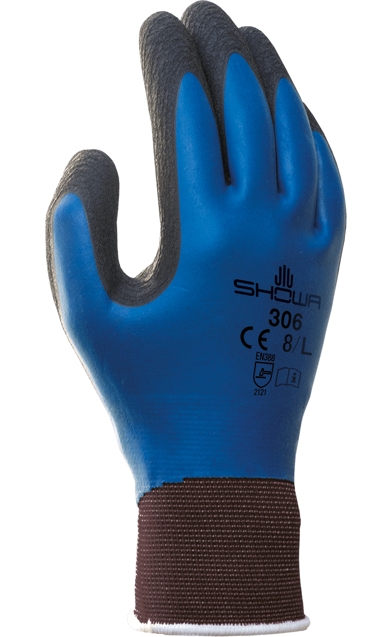 Atlas 306 Showa Universal Coated Dual Latex Grip Medium Work Gloves 12-Pairs
