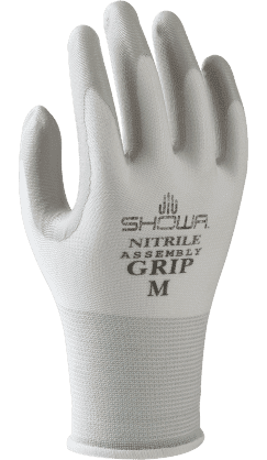 1 Pair SHOWA 370 Assembly Grip Nitrile Palm BLACK Gloves 7/M 