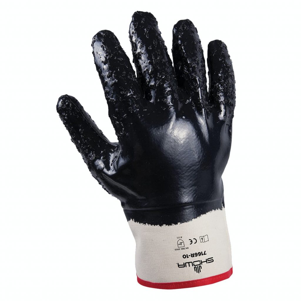 Showa Best Rough Nitrile Fully Coated Gloves Medium 7166R-09 12 Pairs 