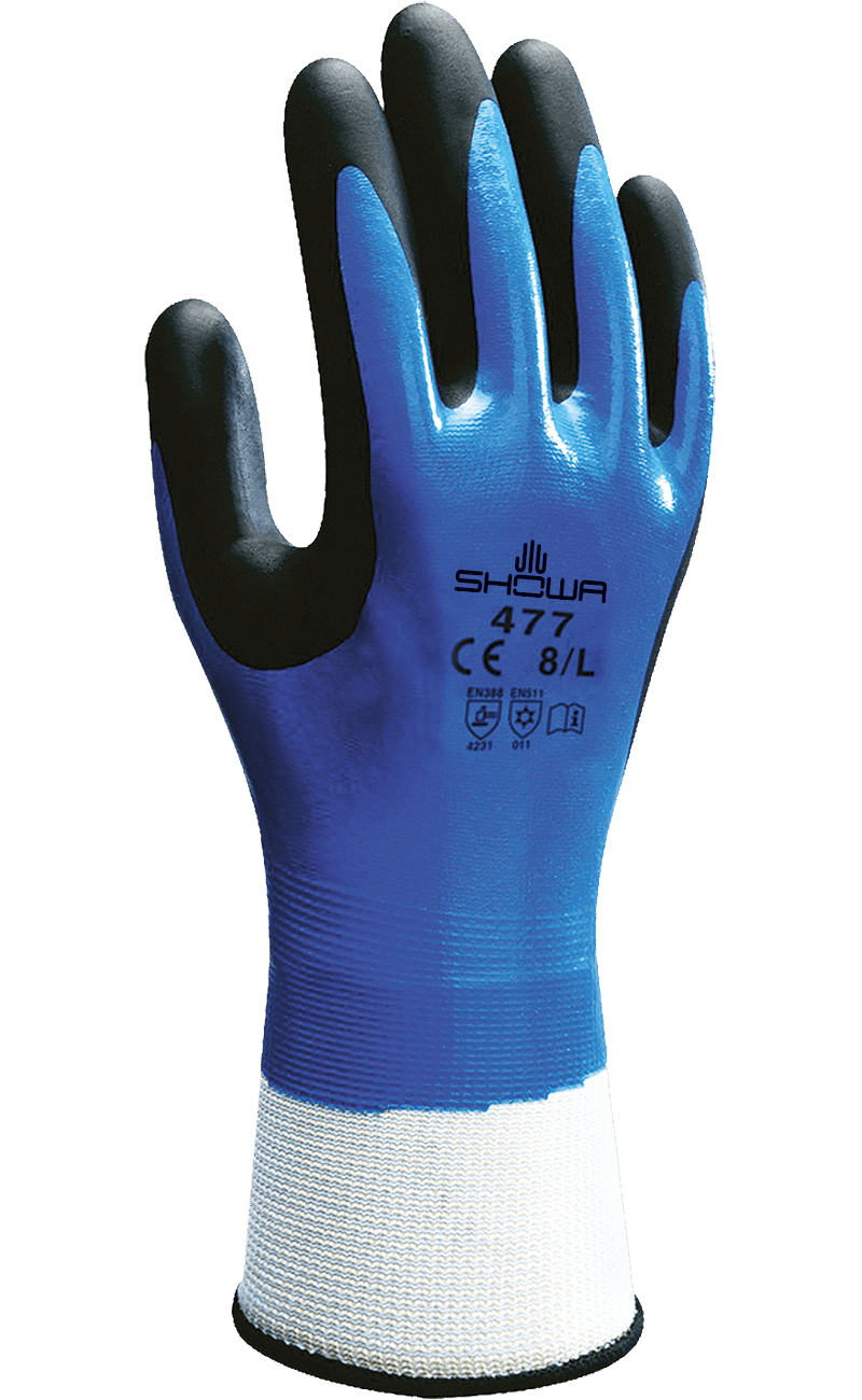 Nitrile Blue Large SHOWA 477L-08 477 Foam Nitrile Insulated Winter Work Glove Pack of 12 Pair 