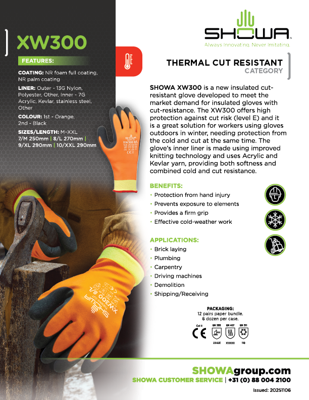 SHOWA Gloves XW300 · Cold Weather Gloves, Cut Resistant Gloves